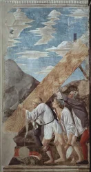 Begräbnis des Holzes, aus dem Zyklus des Wahren Kreuzes, vollendet 1464